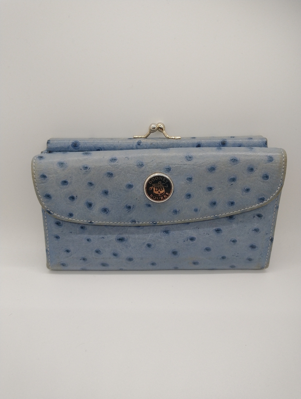 Vintage Dooney & Bourke ostrich organizer Women's wallet Light Blue Color
